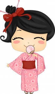 Little Japanese Girl Wearing National Costume